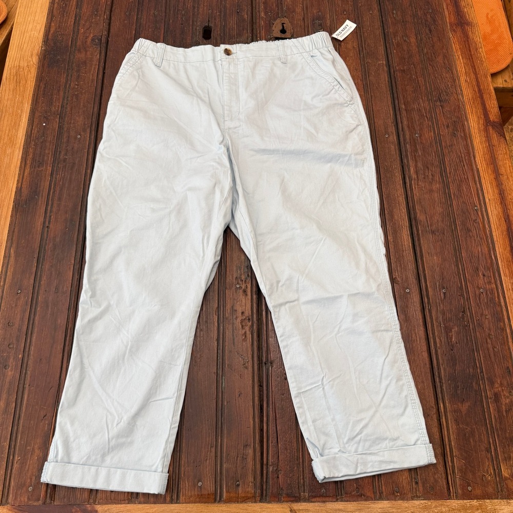 Old Navy High-Waisted OGC Chino Pants Afternoon Storm Blue XL Regular Cuffed